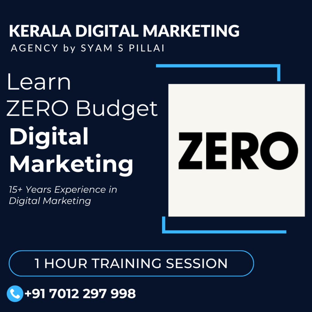 zero budget digital marketing 1 hour poster