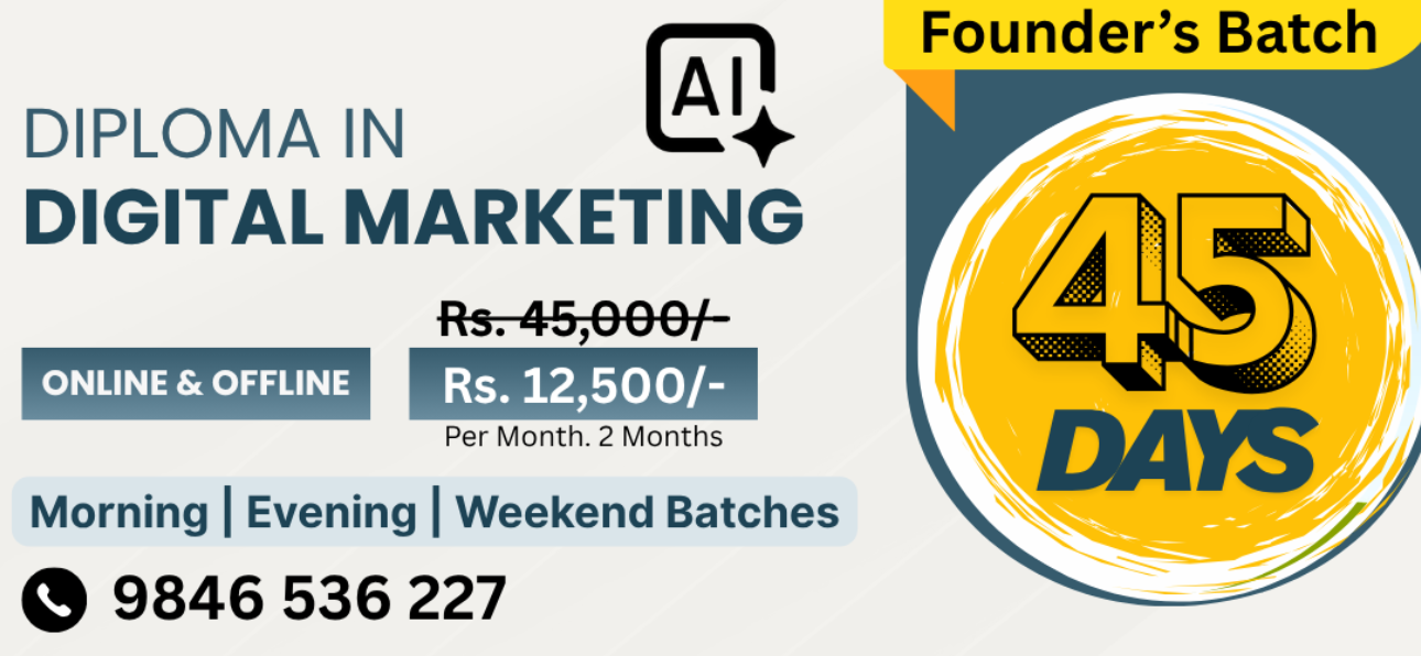 Diploma in Digital marketing is a 45 days bootcamp training program offered by kerala digital marketing agency