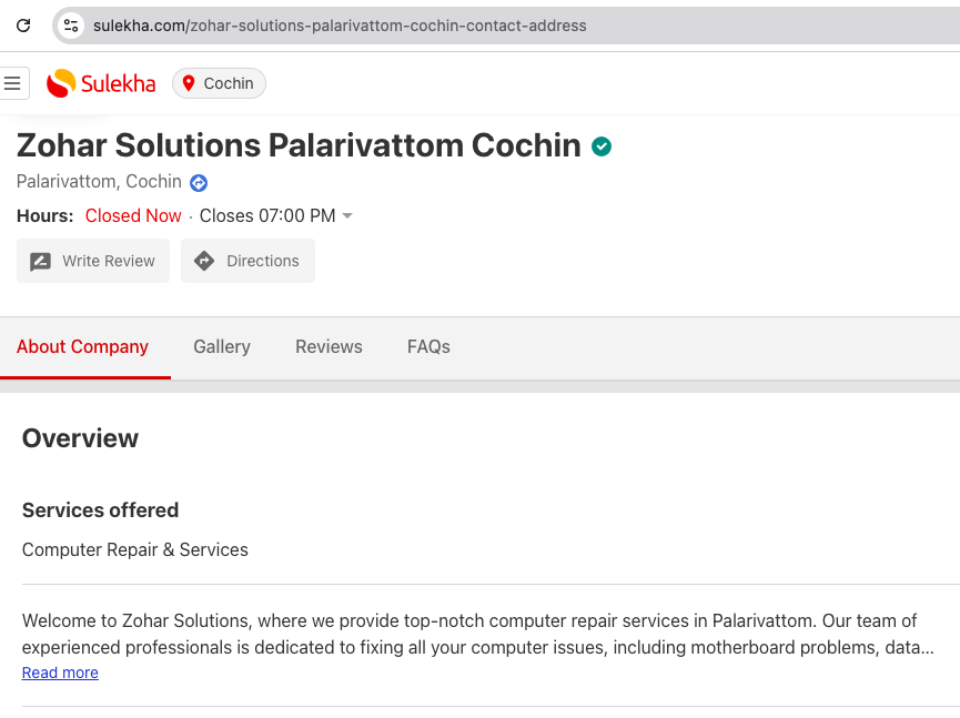 Sulekha Website Listing before google business profile verification 